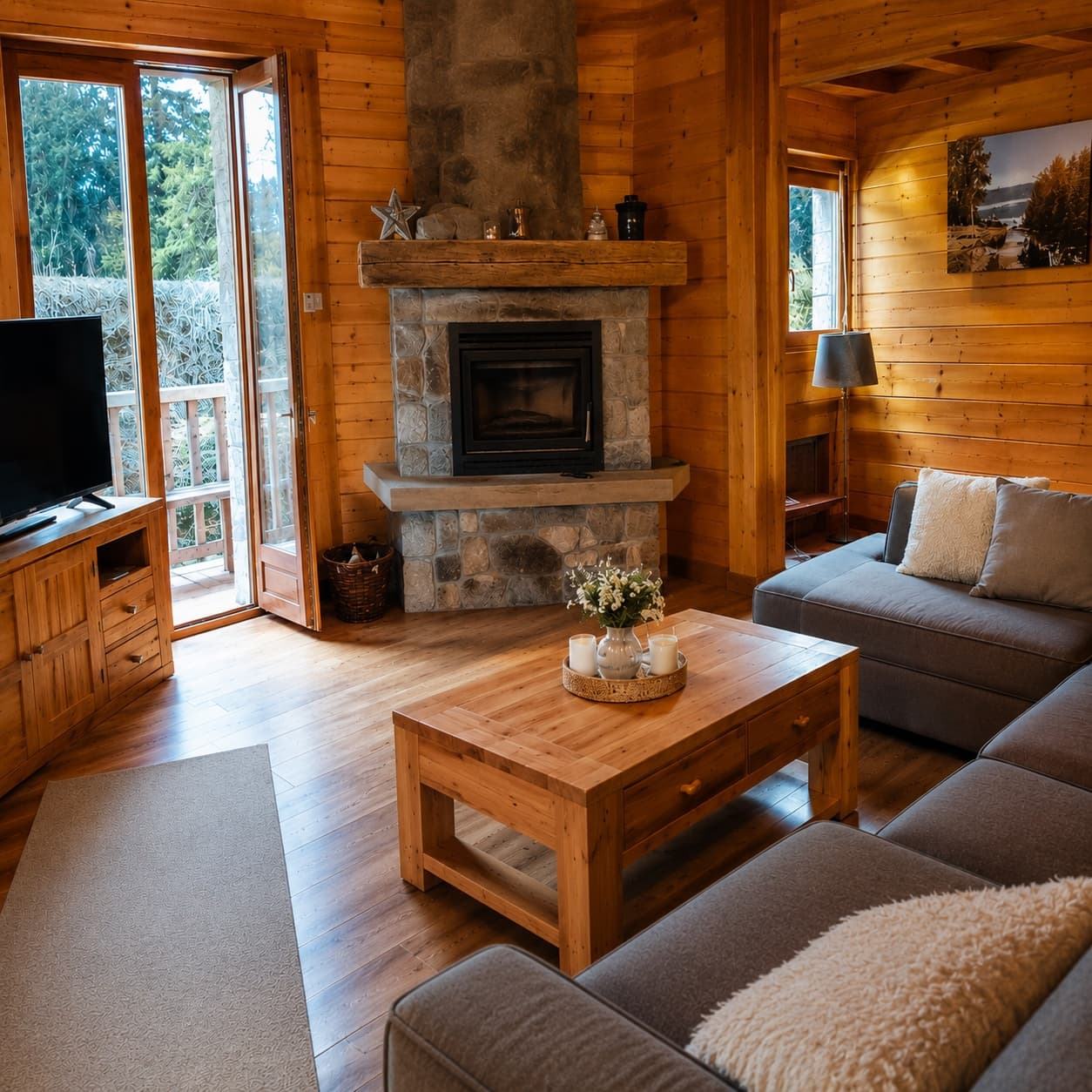 Séjour du chalet après intervention